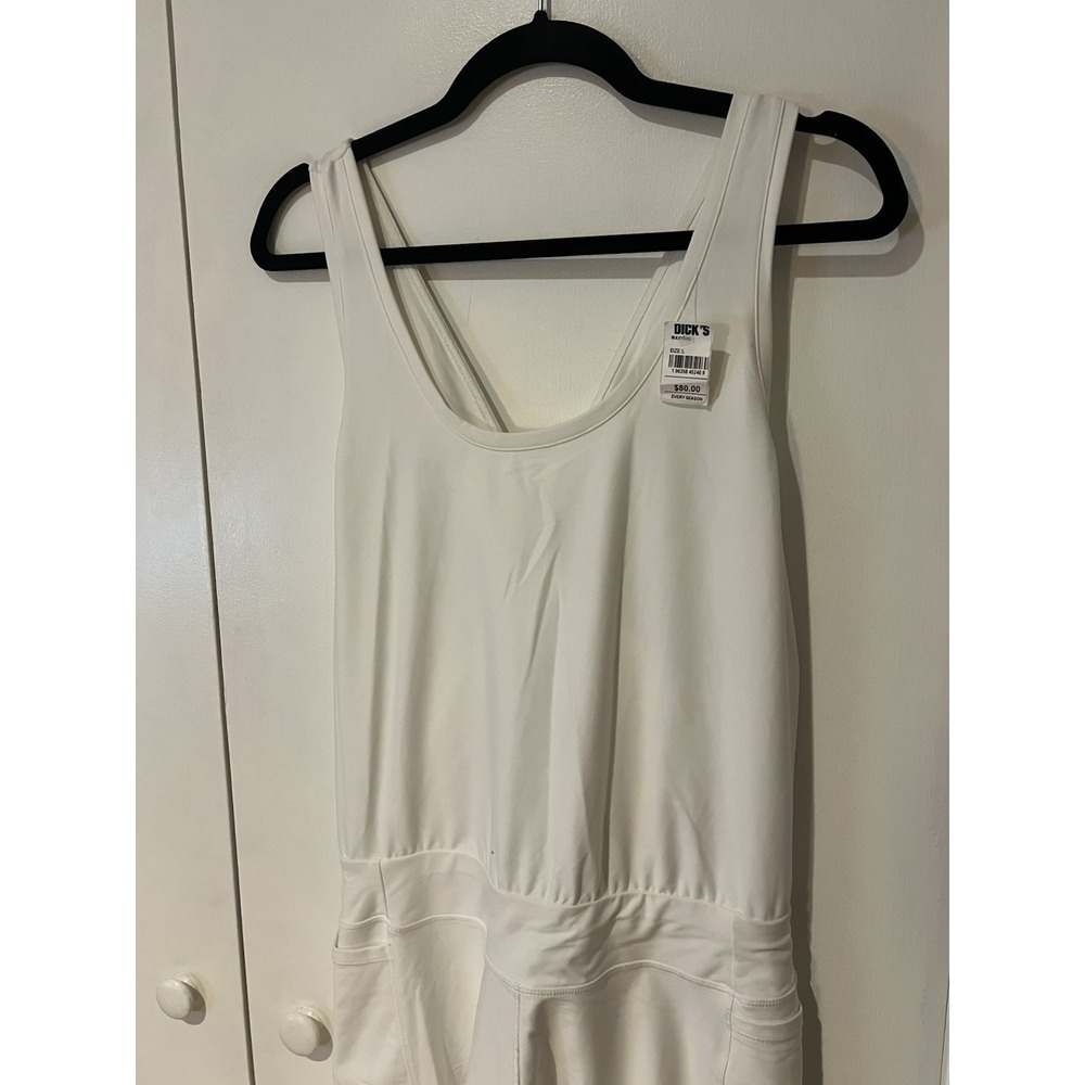 Calia Run Racerback Romper‎ Women's Sleeveless White Large Stretch Workout